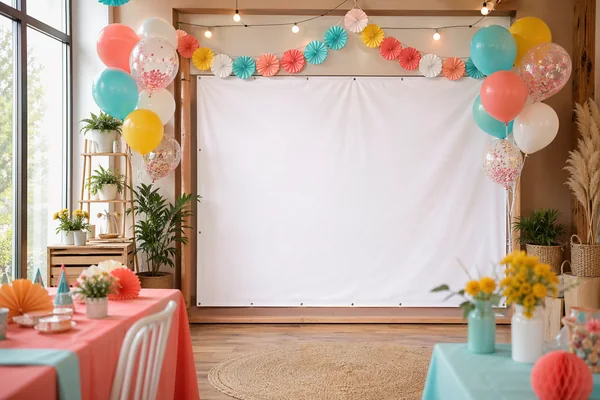 Party banner created with block poster tool